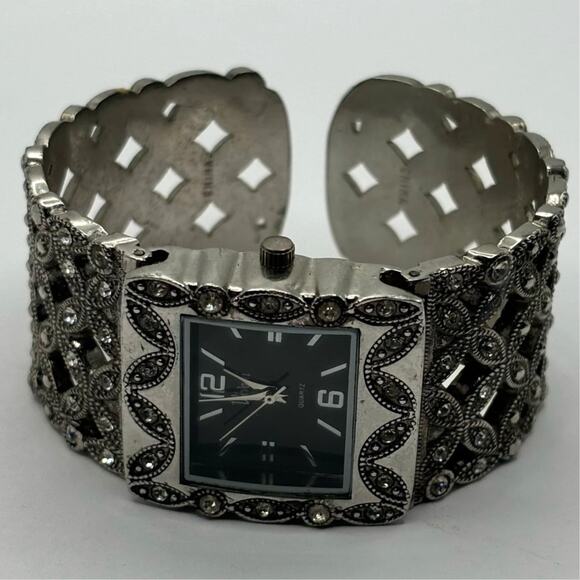 Silver & Black Vivian Cuff Watch - Picture 3 of 3